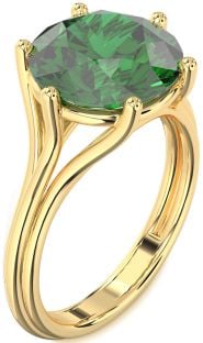 Emerald Gold Round Solitaire Engagement Ring