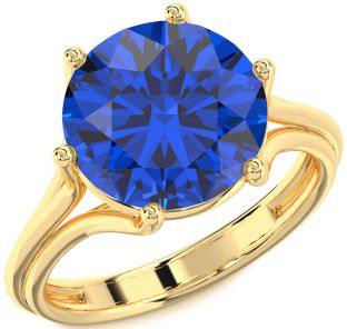 Blue Sapphire Gold Round Solitaire Engagement Ring