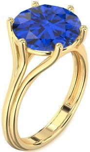 Blue Sapphire Gold Round Solitaire Engagement Ring