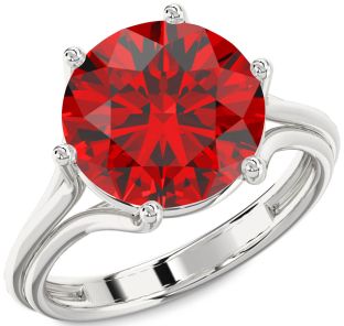 Ruby White Gold Round Solitaire Engagement Ring