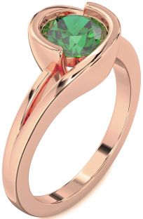 Emerald Rose Gold Round Solitaire Engagement Ring