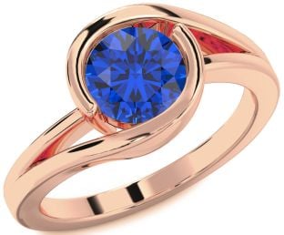 Blue Sapphire Rose Gold Round Solitaire Engagement Ring