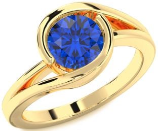 Blue Sapphire Gold Round Solitaire Engagement Ring