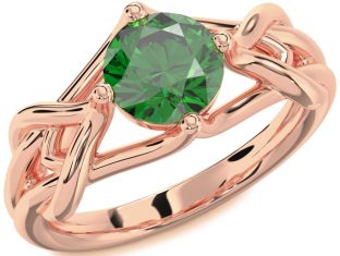 Emerald Rose Gold Knot Engagement Ring