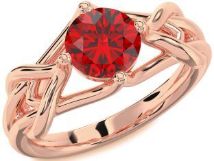Ruby Rose Gold Knot Engagement Ring