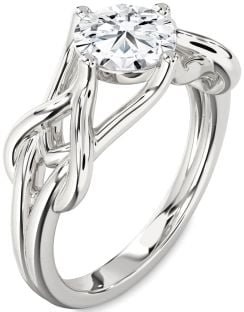 Diamond White Gold Knot Round Solitaire Engagement Ring