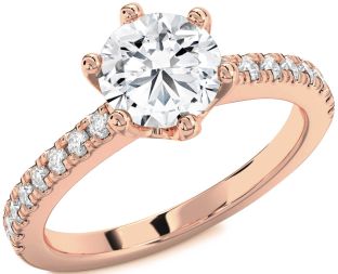 Diamond Rose Gold Round Solitaire Pave Engagement Ring