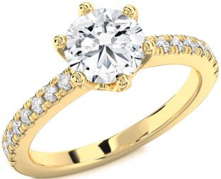 Diamond Gold Round Solitaire Pave Engagement Ring