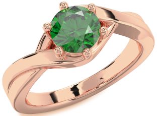 Emerald Rose Gold Round Solitaire Engagement Ring
