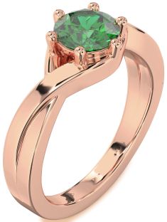 Emerald Rose Gold Round Solitaire Engagement Ring