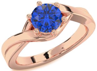 Blue Sapphire Rose Gold Round Solitaire Engagement Ring