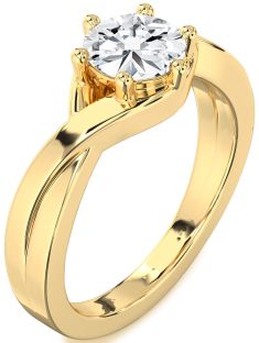 Diamond Gold Round Solitaire Engagement Ring