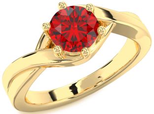 Ruby Gold Round Solitaire Engagement Ring