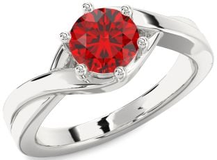 Ruby White Gold Round Solitaire Engagement Ring