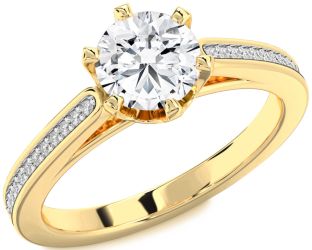 Diamond Gold Round Solitaire Pave Engagement Ring
