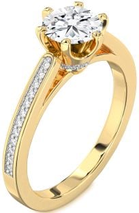 Diamond Gold Round Solitaire Pave Engagement Ring