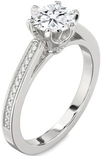 Diamond White Gold Round Solitaire Pave Engagement Ring