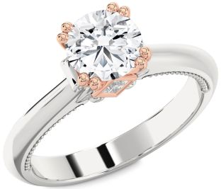 Diamond White Rose Gold Round Solitaire Engagement Ring