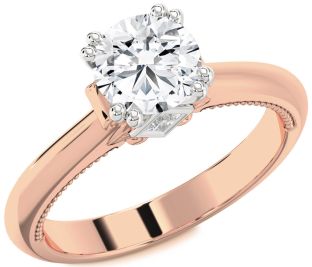 Diamond White Rose Gold Round Solitaire Engagement Ring