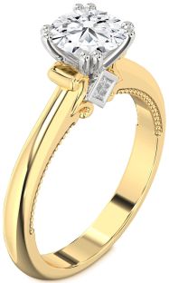 Diamond White Yellow Gold Round Solitaire Engagement Ring