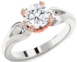 Diamond White Rose Gold Round Solitaire Engagement Ring