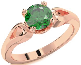 Emerald Rose Gold Round Solitaire Engagement Ring