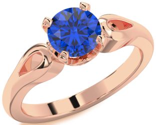 Blue Sapphire Rose Gold Round Solitaire Engagement Ring