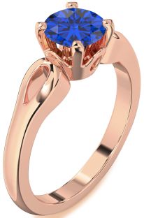 Blue Sapphire Rose Gold Round Solitaire Engagement Ring