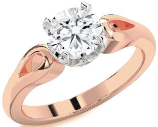 Diamond White Rose Gold Round Solitaire Engagement Ring