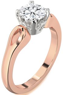 Diamond White Rose Gold Round Solitaire Engagement Ring