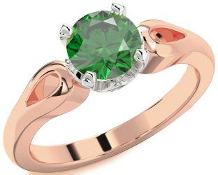 Emerald Platinum & Rose Gold Round Solitaire Engagement Ring