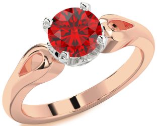 Ruby White Rose Gold Round Solitaire Engagement Ring