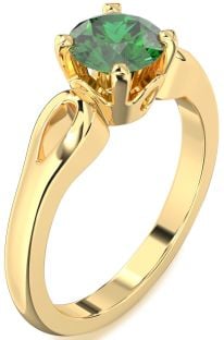 Emerald Gold Round Solitaire Engagement Ring