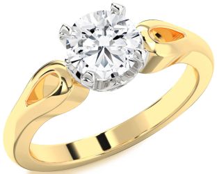 Diamond White Yellow Gold Round Solitaire Engagement Ring