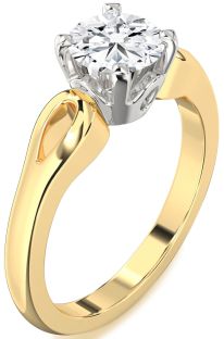 Diamond White Yellow Gold Round Solitaire Engagement Ring