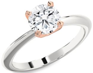 Diamond White Rose Gold Round Solitaire Engagement Ring