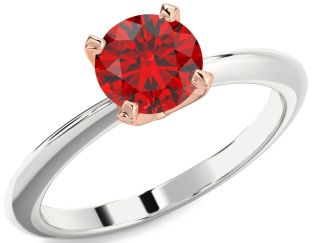 Ruby Silver & 10K Rose Gold Round Solitaire Engagement Ring