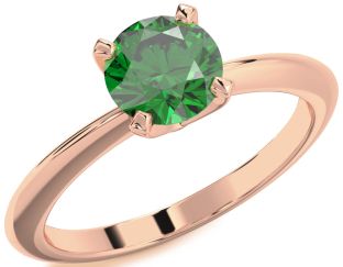 Emerald Rose Gold Round Solitaire Engagement Ring