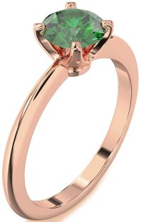 Emerald Rose Gold Round Solitaire Engagement Ring