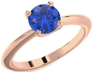 Blue Sapphire Rose Gold Round Solitaire Engagement Ring