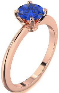 Blue Sapphire Rose Gold Round Solitaire Engagement Ring