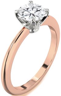 Diamond White Rose Gold Round Solitaire Engagement Ring