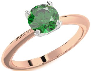 Emerald White Rose Gold Round Solitaire Engagement Ring