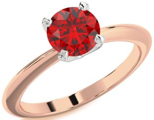 Ruby White Rose Gold Round Solitaire Engagement Ring