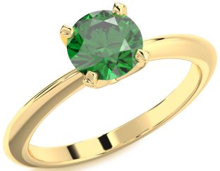 Emerald Gold Round Solitaire Engagement Ring