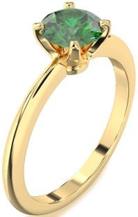 Emerald Gold Round Solitaire Engagement Ring