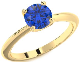 Blue Sapphire Gold Round Solitaire Engagement Ring