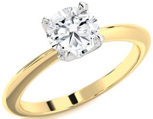 Diamond White Yellow Gold Round Solitaire Engagement Ring