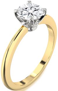 Diamond White Yellow Gold Round Solitaire Engagement Ring