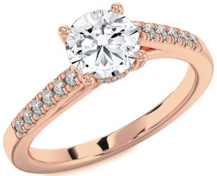 Diamond Rose Gold Round Solitaire Pave Engagement Ring